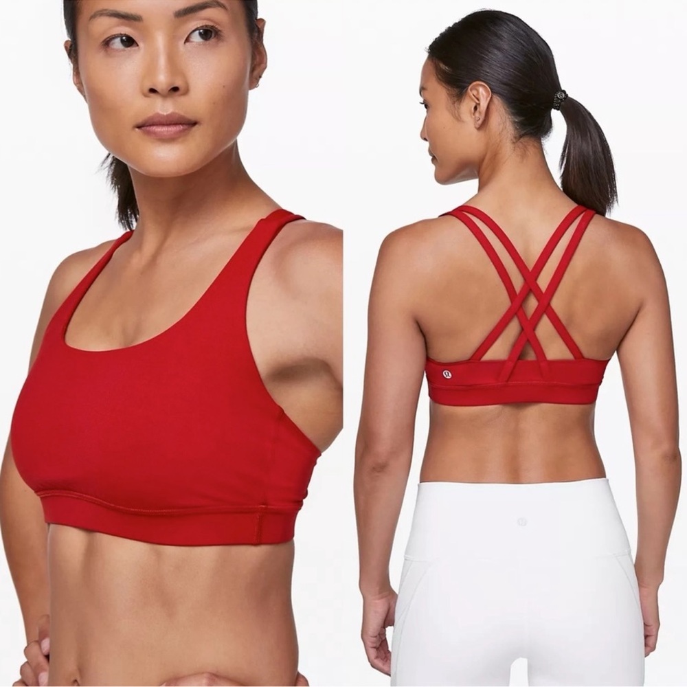 NWT Size 10 Lululemon dark red Energy bra